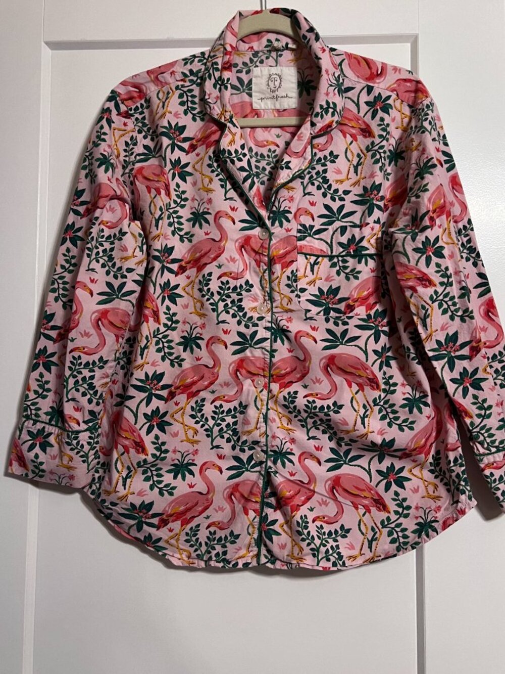 Printfresh Pink Flamingo  Long Sleeve Pajama Top